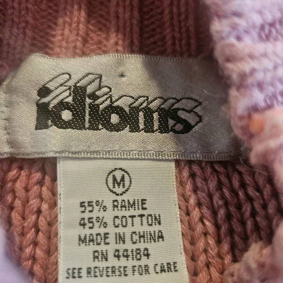 IDIOMS VINTAGE 80s WOMEN'S PINK CHUNKY CABLE KNIT TURTLENECK SWEATER SIZE MEDIUM - Picture 2 of 9